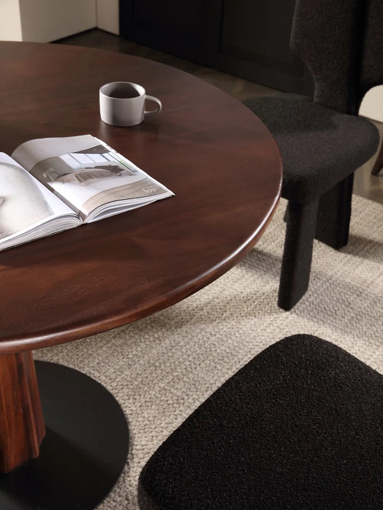 Solid wood circular dining table, Nordic small household, simple and casual table, retro style