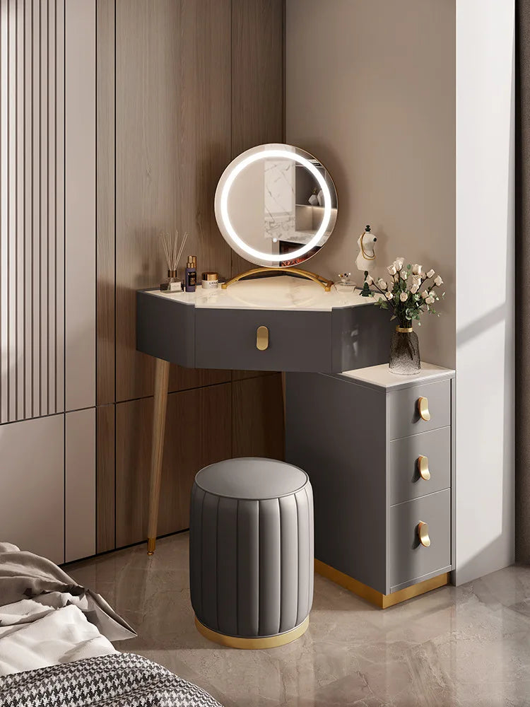 Solid wood corner dresser bedroom simple storage triangle cabinet small makeup table