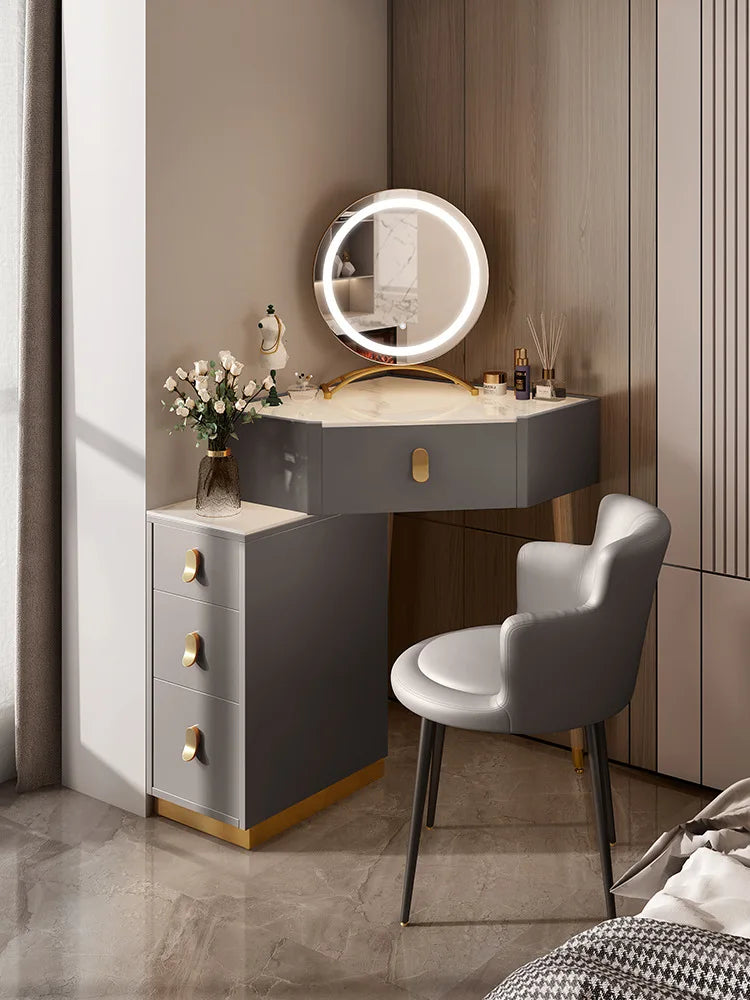 Solid wood corner dresser bedroom simple storage triangle cabinet small makeup table