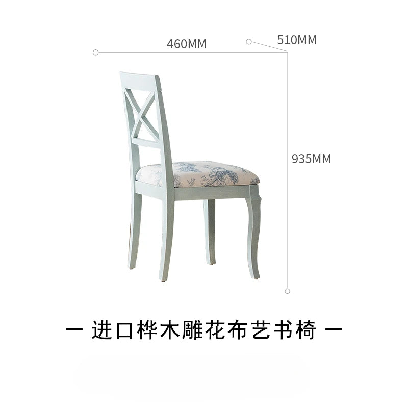 Solid wood desk stool, idyllic American style bedroom, European bookcase, study table combination