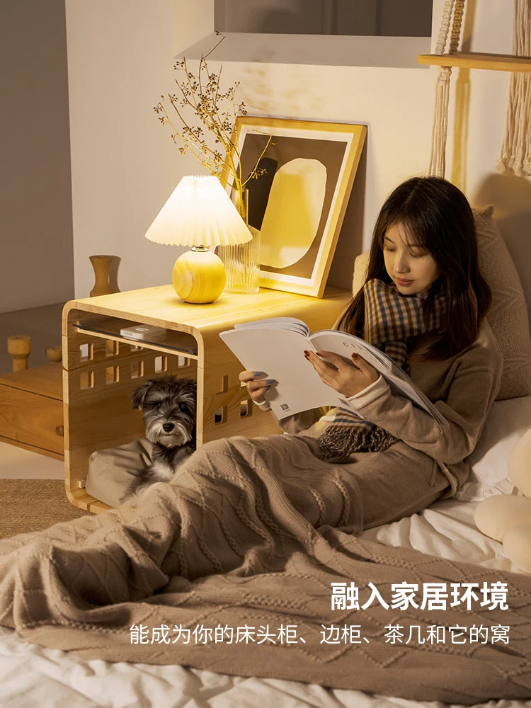 Solid wood house dog kennel cat kennel puppy house cage pet bed house interior