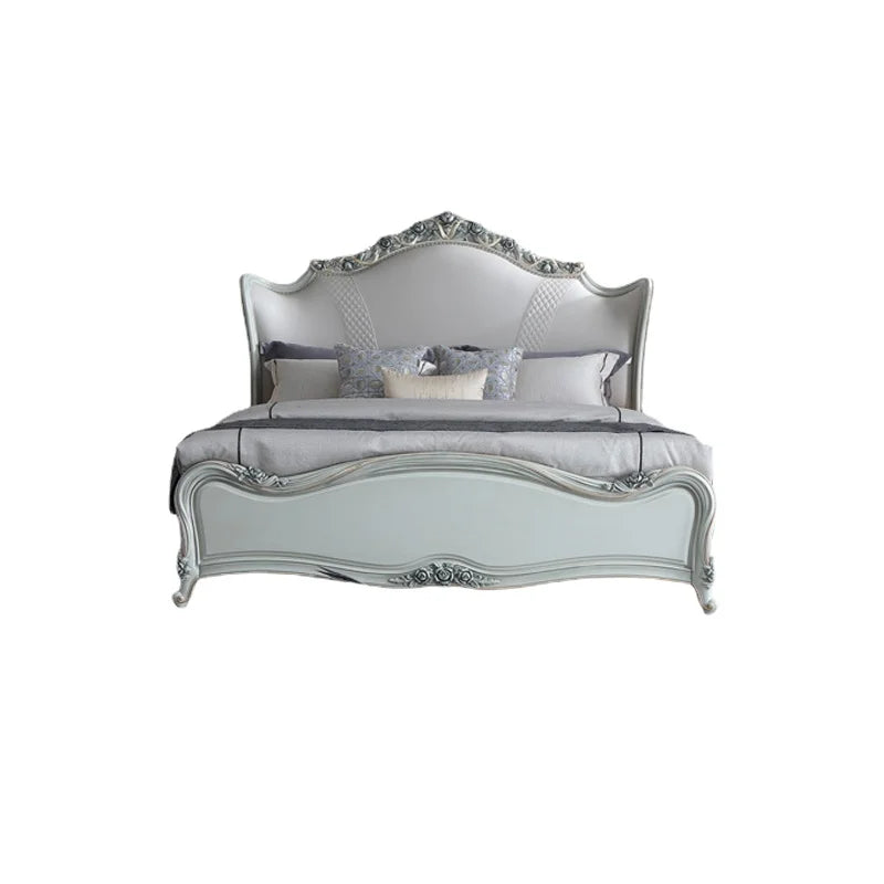 Solid wood poly urethane double 1.8m wedding bed master bedroom European carved princess bed