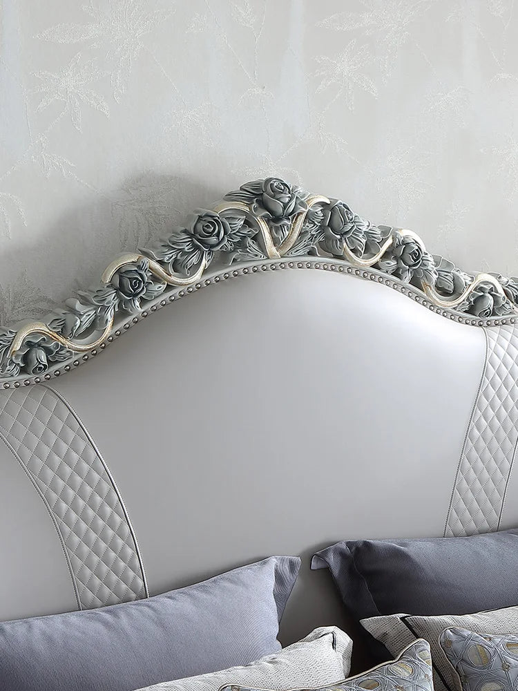 Solid wood poly urethane double 1.8m wedding bed master bedroom European carved princess bed