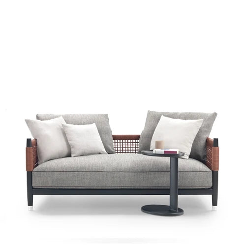 Solid wood rattan sofa B&B designer club fabric soft rope woven balcony