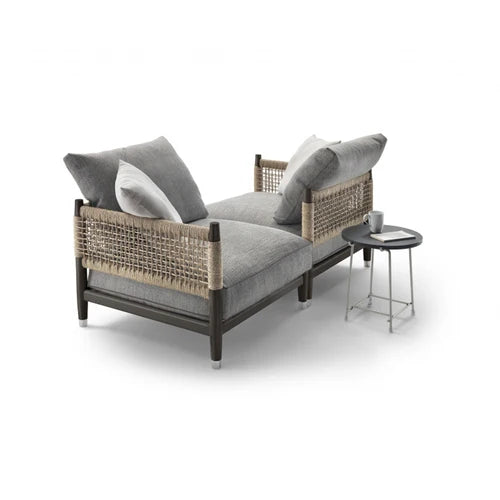 Solid wood rattan sofa B&B designer club fabric soft rope woven balcony