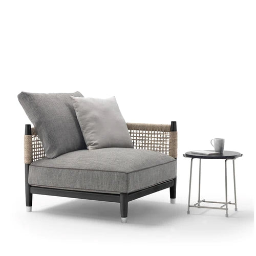 Solid wood rattan sofa B&B designer club fabric soft rope woven balcony