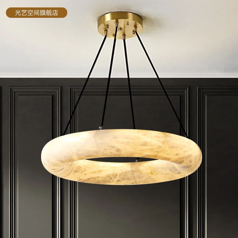 Spain natural imported marble chandelier living room villa model duplex building luxury atmospheric lamps