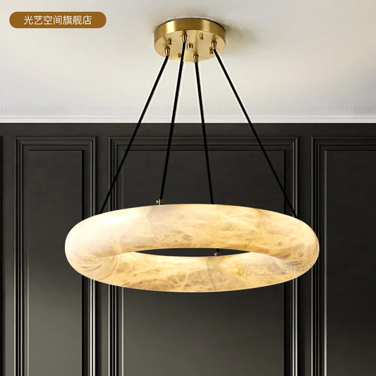 Spain natural imported marble chandelier living room villa model duplex building luxury atmospheric lamps