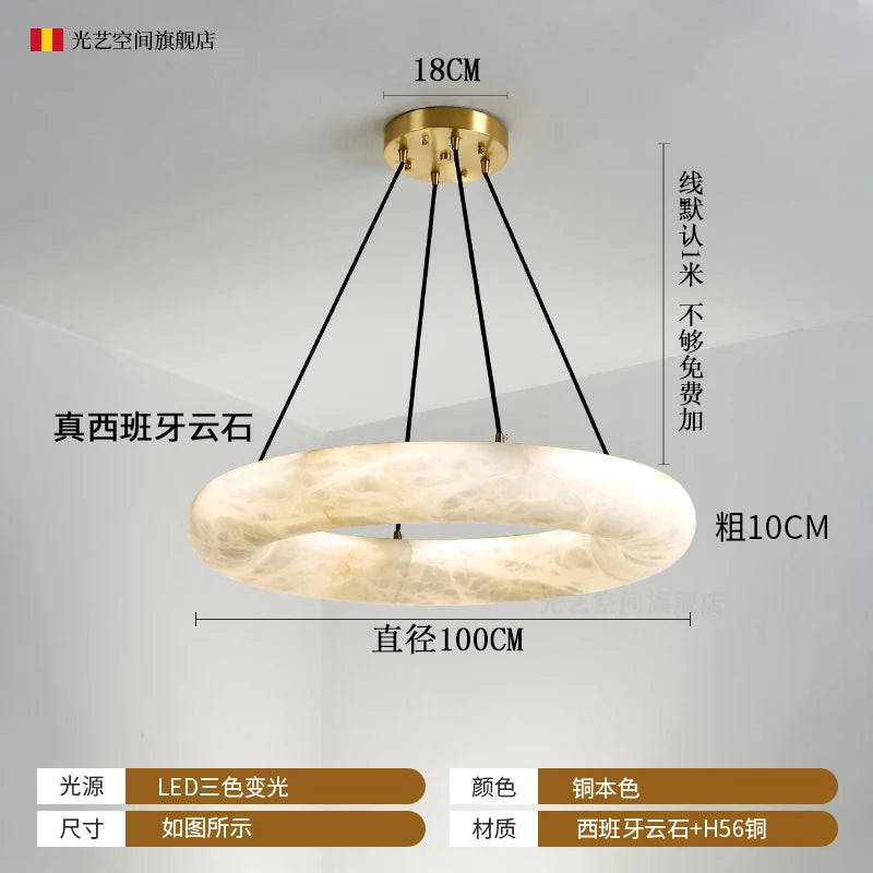 Spain natural imported marble chandelier living room villa model duplex building luxury atmospheric lamps