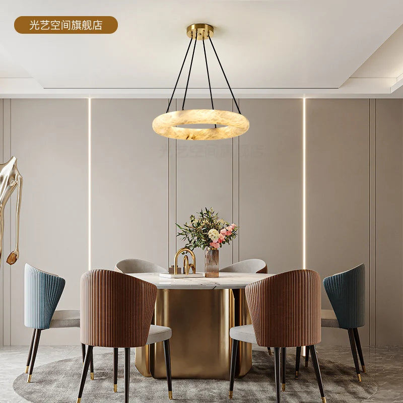 Spain natural imported marble chandelier living room villa model duplex building luxury atmospheric lamps