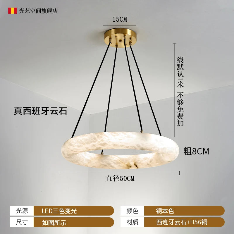 Spain natural imported marble chandelier living room villa model duplex building luxury atmospheric lamps