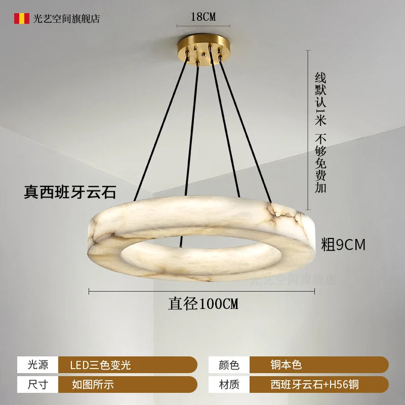 Spain natural imported marble chandelier living room villa model duplex building luxury atmospheric lamps