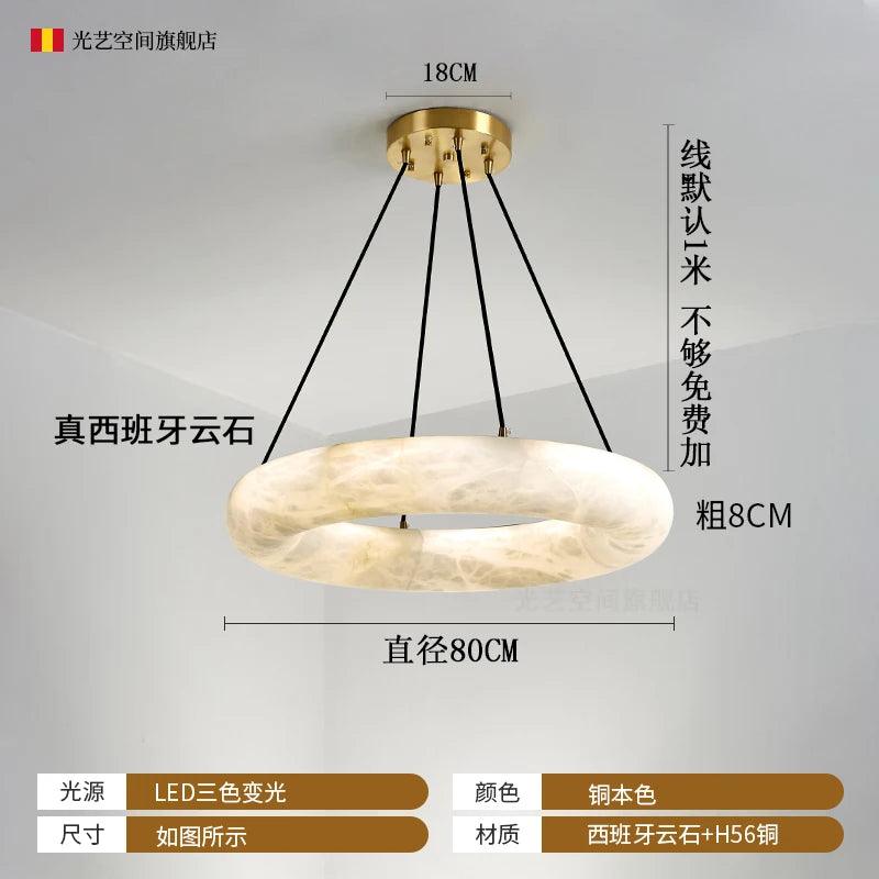 Spain natural imported marble chandelier living room villa model duplex building luxury atmospheric lamps