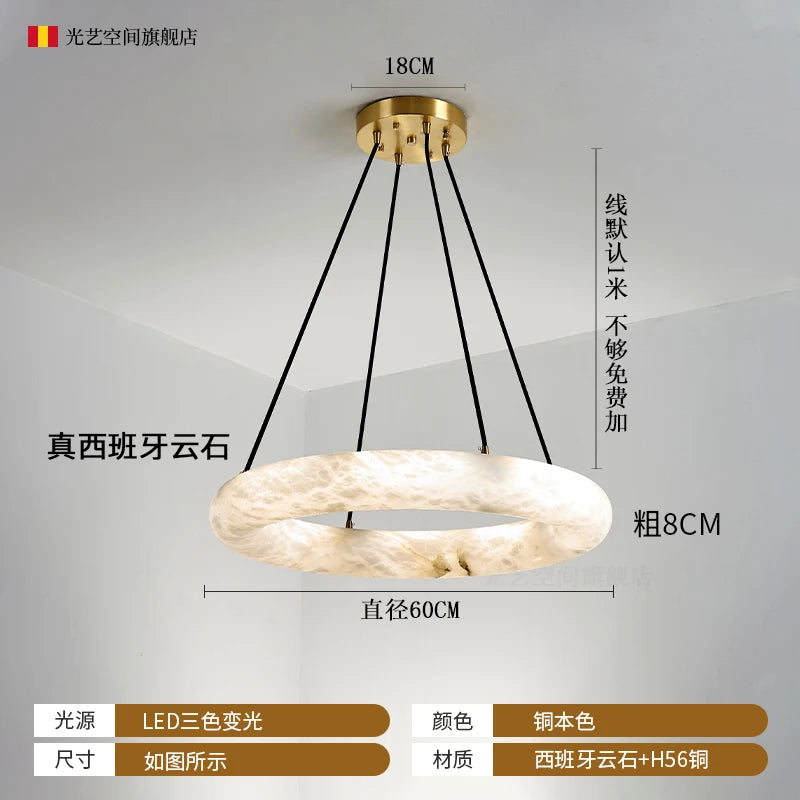 Spain natural imported marble chandelier living room villa model duplex building luxury atmospheric lamps