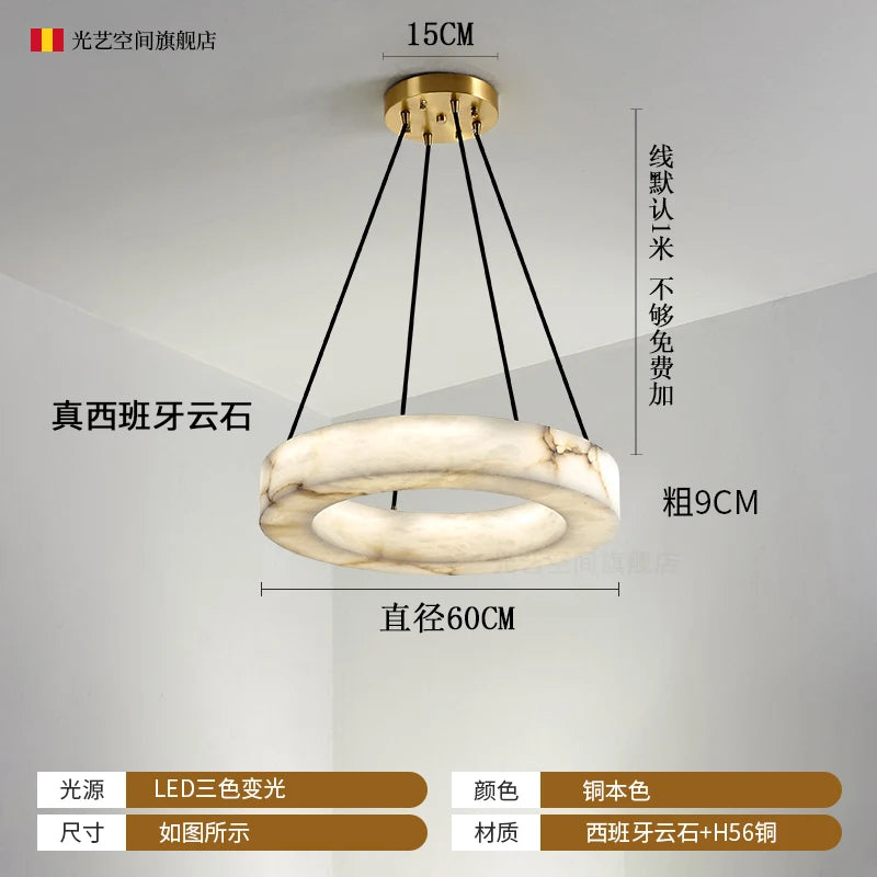 Spain natural imported marble chandelier living room villa model duplex building luxury atmospheric lamps