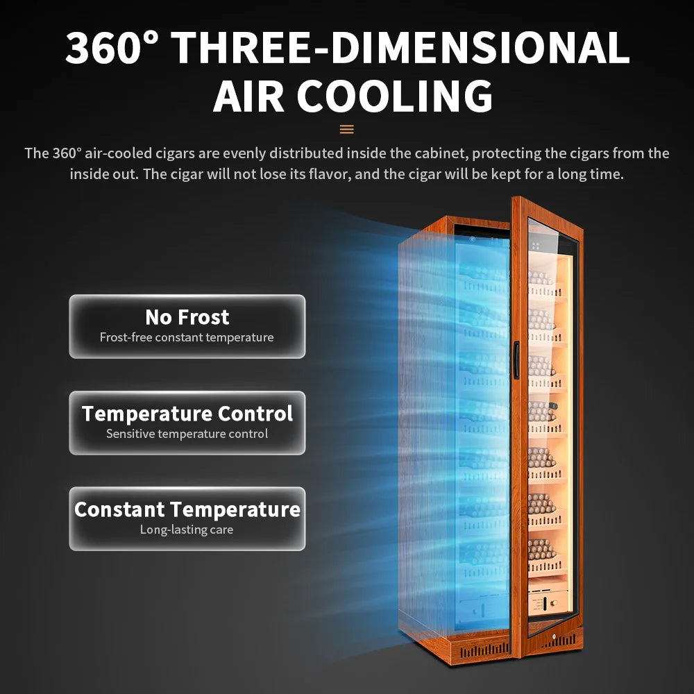 Spanish Cedar Wood Inner Cigar Humidor Electric Cooler Refrigerator Compressor 1600PCS Capacity Thermostatic Moisturizing 188W1