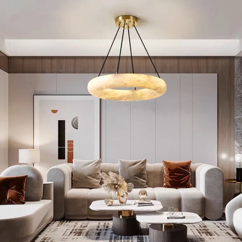 Spanish marble living room chandelier modern minimalist ring villa hotel lobby exhibition hall restaurant chandelier