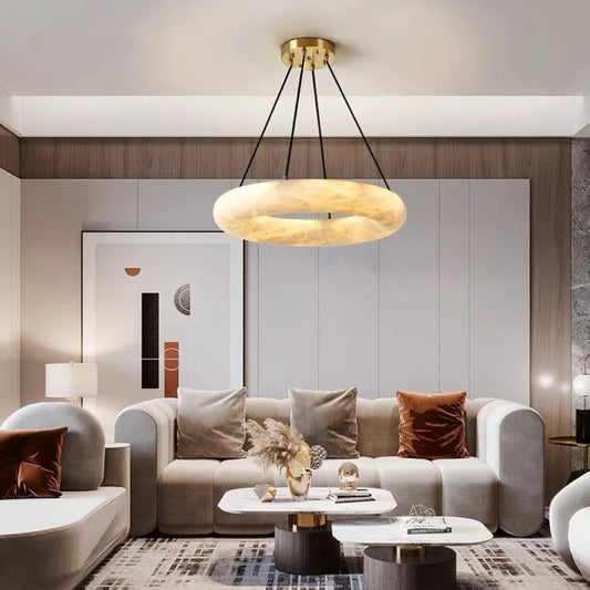 Spanish marble living room chandelier modern minimalist ring villa hotel lobby exhibition hall restaurant chandelier