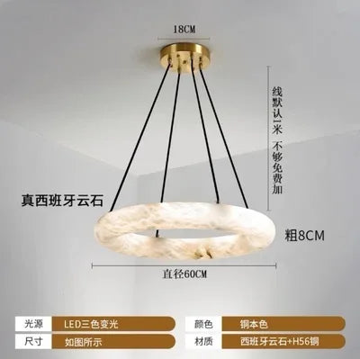 Spanish marble living room chandelier modern minimalist ring villa hotel lobby exhibition hall restaurant chandelier