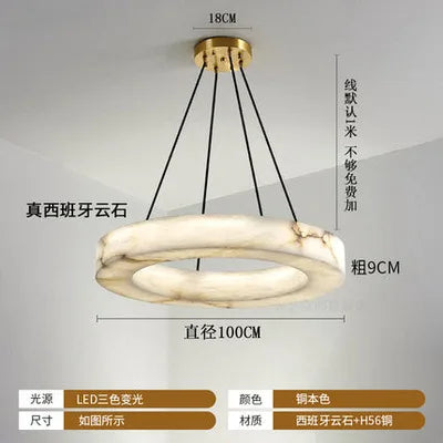 Spanish marble living room chandelier modern minimalist ring villa hotel lobby exhibition hall restaurant chandelier