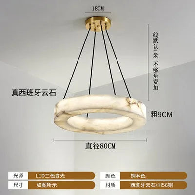 Spanish marble living room chandelier modern minimalist ring villa hotel lobby exhibition hall restaurant chandelier