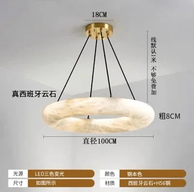 Spanish marble living room chandelier modern minimalist ring villa hotel lobby exhibition hall restaurant chandelier