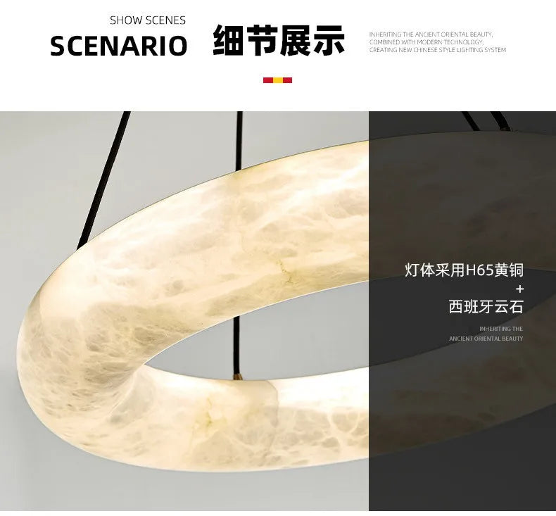Spanish marble living room chandelier modern minimalist ring villa hotel lobby exhibition hall restaurant chandelier