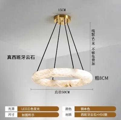 Spanish marble living room chandelier modern minimalist ring villa hotel lobby exhibition hall restaurant chandelier