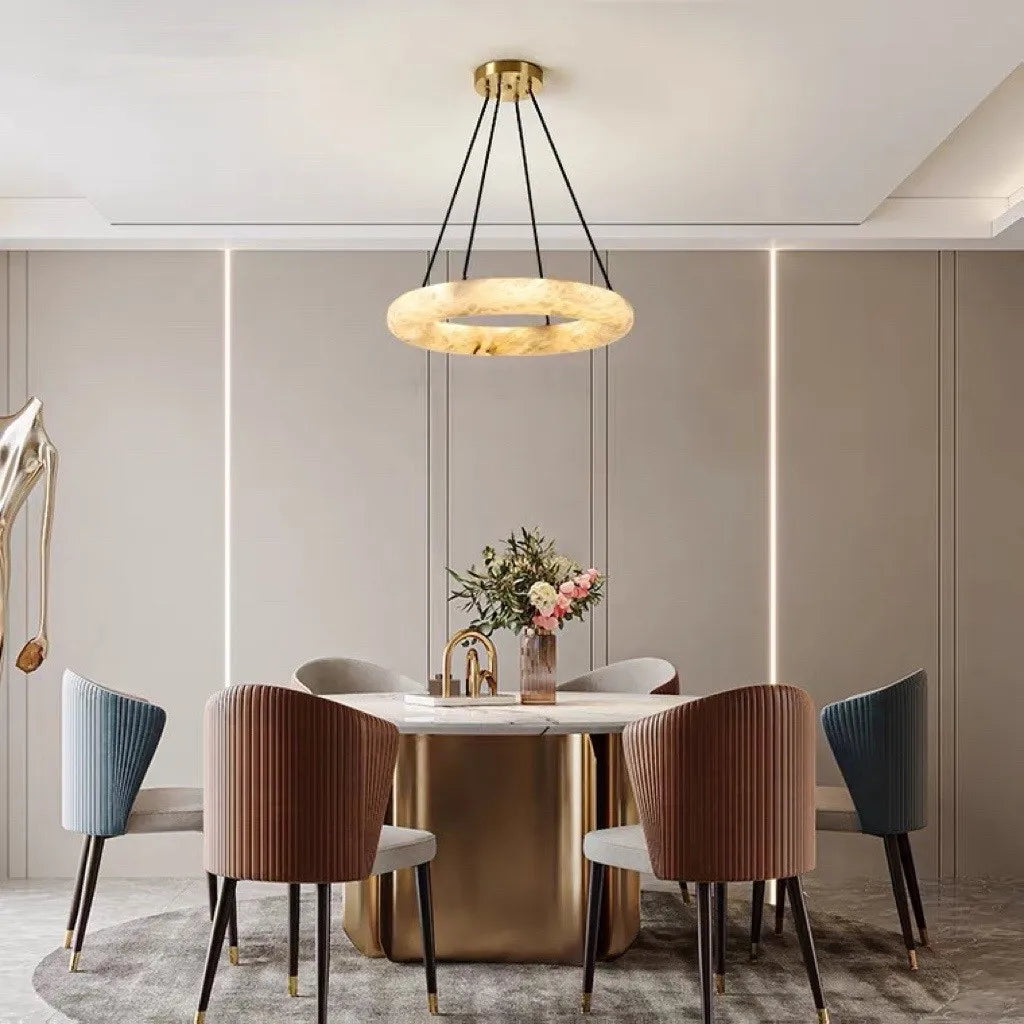 Spanish marble living room chandelier modern minimalist ring villa hotel lobby exhibition hall restaurant chandelier