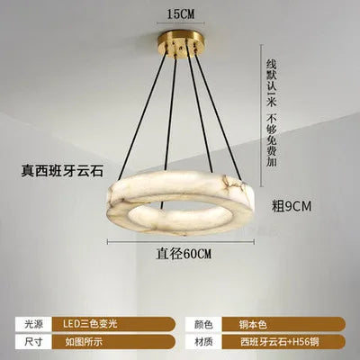 Spanish marble living room chandelier modern minimalist ring villa hotel lobby exhibition hall restaurant chandelier