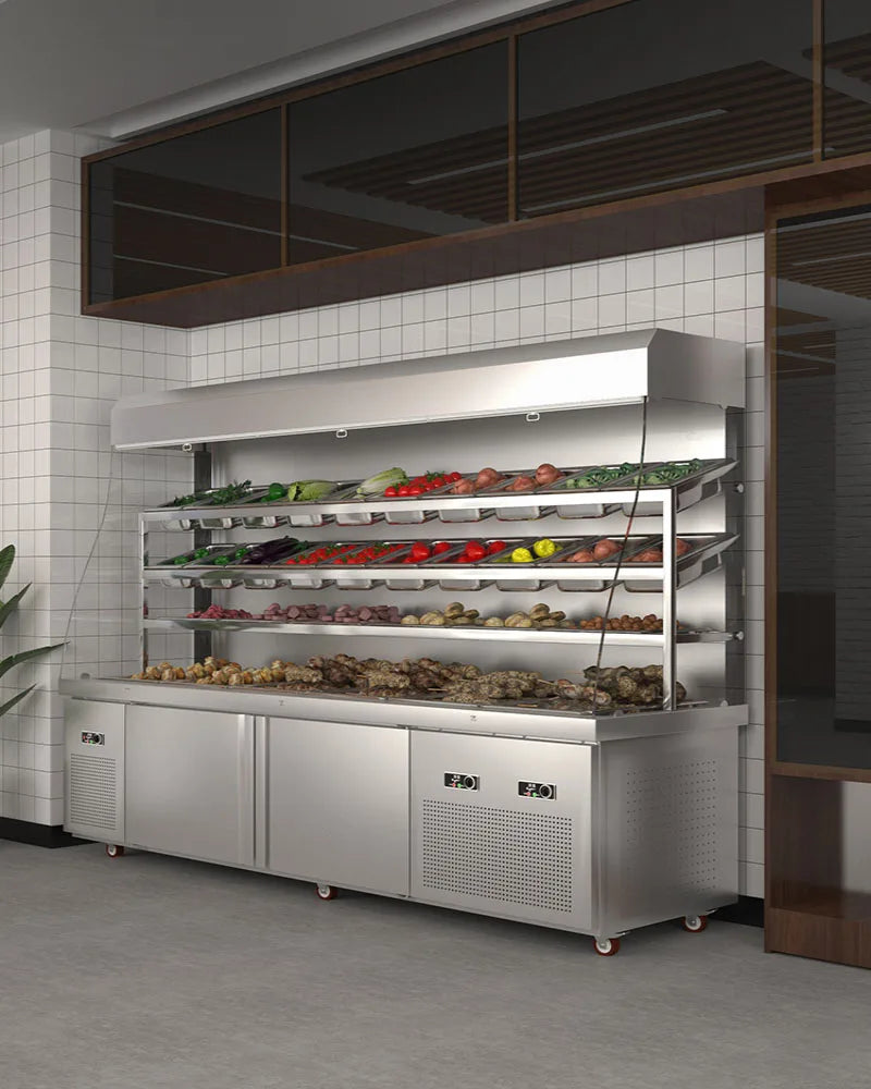 Spicy Hot Pot display cabinet Order cabinet Refrigeration freezer Commercial three temperature fruit fresh-keeping cabinet Air c