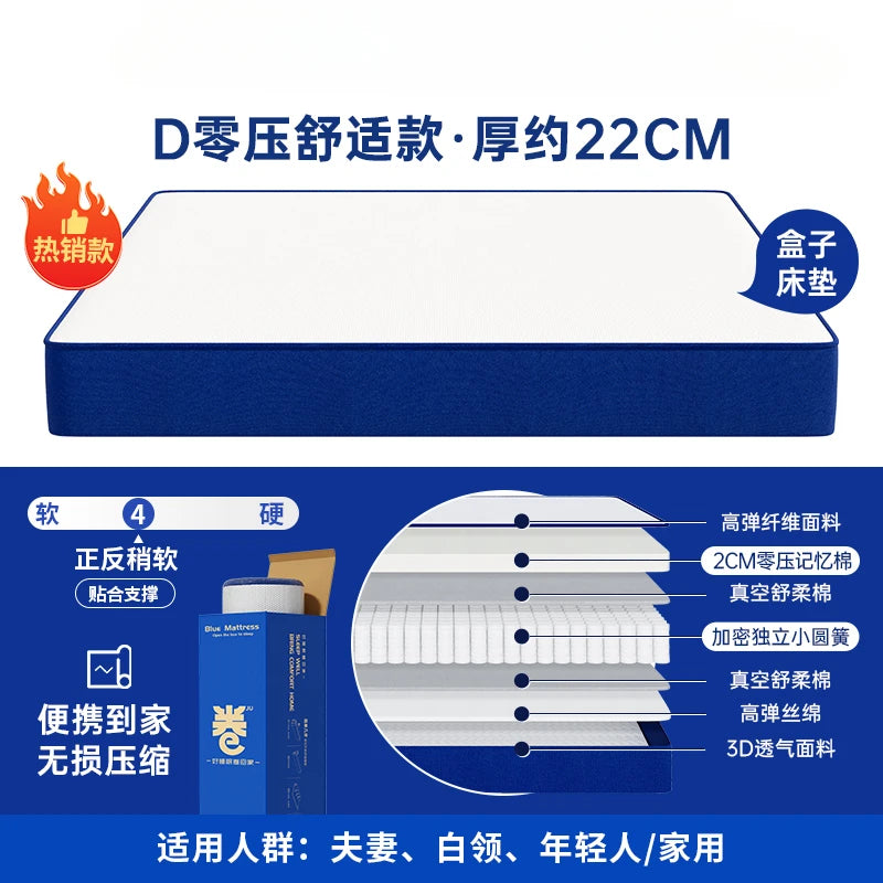 Spring High Quality Mattresses Memory Foam Roll Double Foldable Queen Double Bed Mattress Twin Sleep Colchon Bedroom Furniture