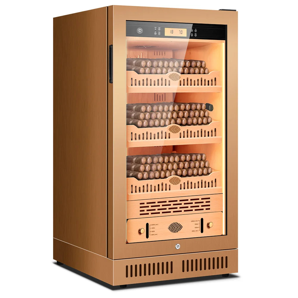 Stainless Steel Cigar Humidifier Cigar Cabinet Humidor Intelligent Electronic Constant Temperature Humidity Cedar Wood Inner 22C