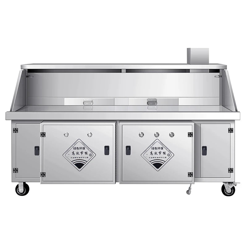 Stainless Steel Heavy Duty Multifunction Outdoor Kitchen Gas Charcoal Double Use BBQ Grills