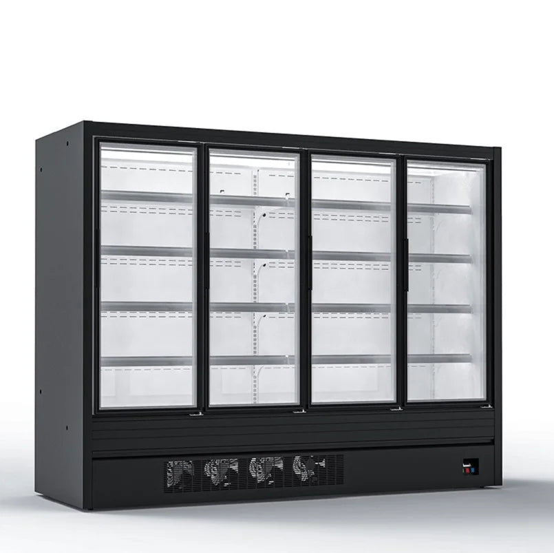 Stainless Steel Meat Display Chiller Vertical Glass Door Upright Cooler Supermarket Freezer