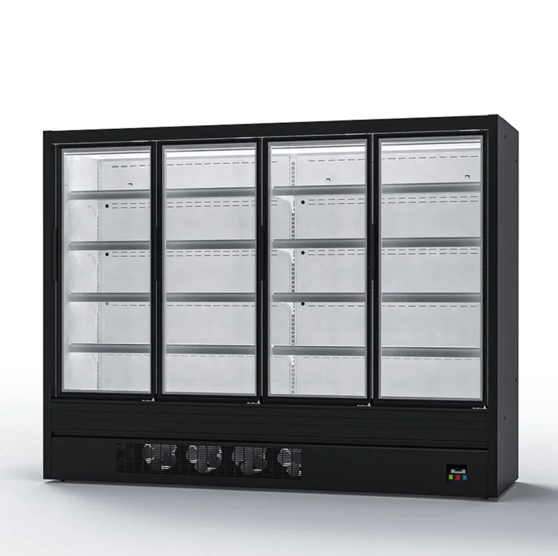 Stainless Steel Meat Display Chiller Vertical Glass Door Upright Cooler Supermarket Freezer