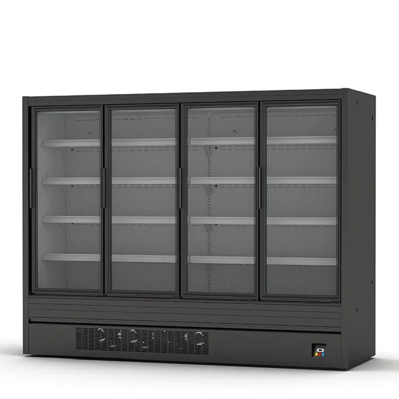 Stainless Steel Meat Display Chiller Vertical Glass Door Upright Cooler Supermarket Freezer