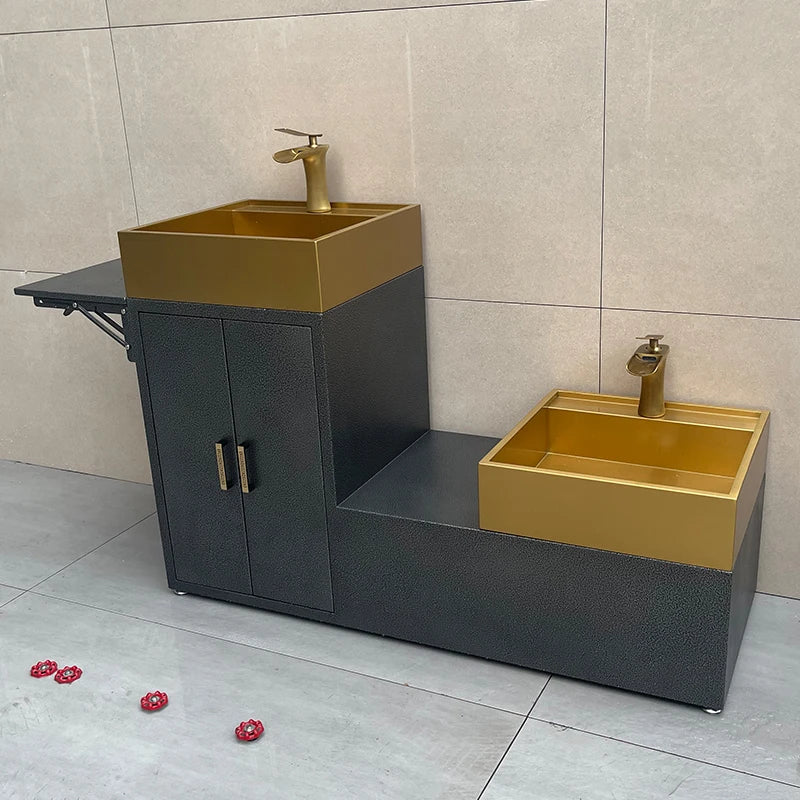 Stainless steel column basin, outdoor washbasin, basin, courtyard garden integrated water pool, outdoor connected basin, balcony