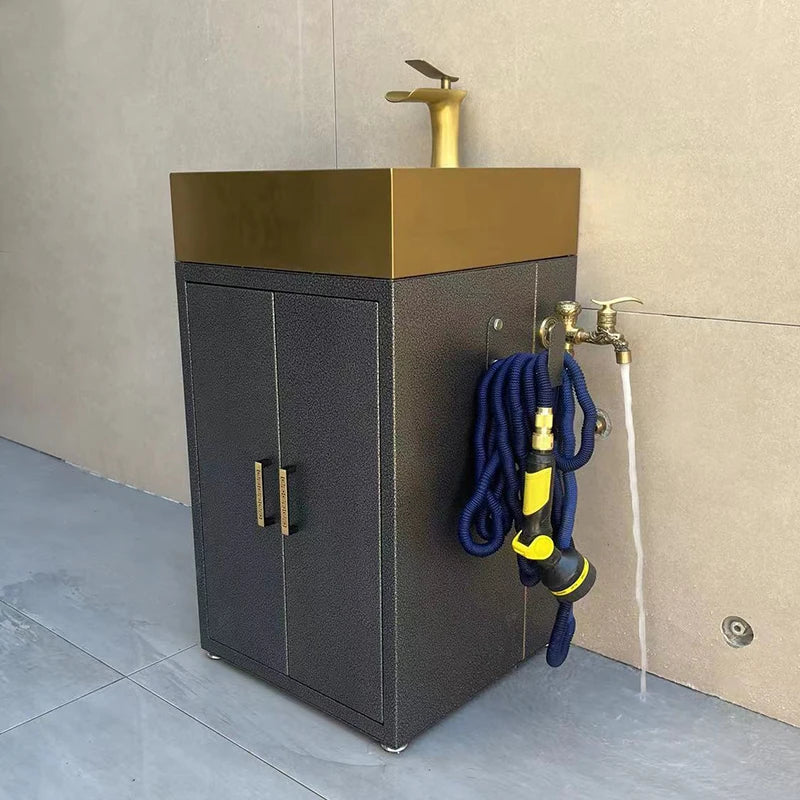 Stainless steel column basin, outdoor washbasin, basin, courtyard garden integrated water pool, outdoor connected basin, balcony