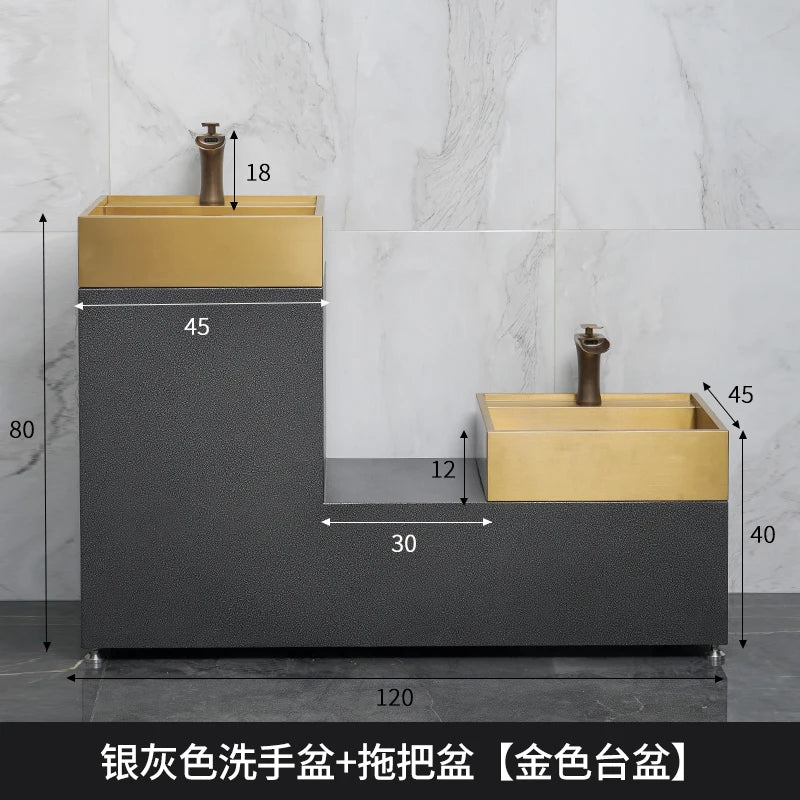 Stainless steel column basin, outdoor washbasin, basin, courtyard garden integrated water pool, outdoor connected basin, balcony