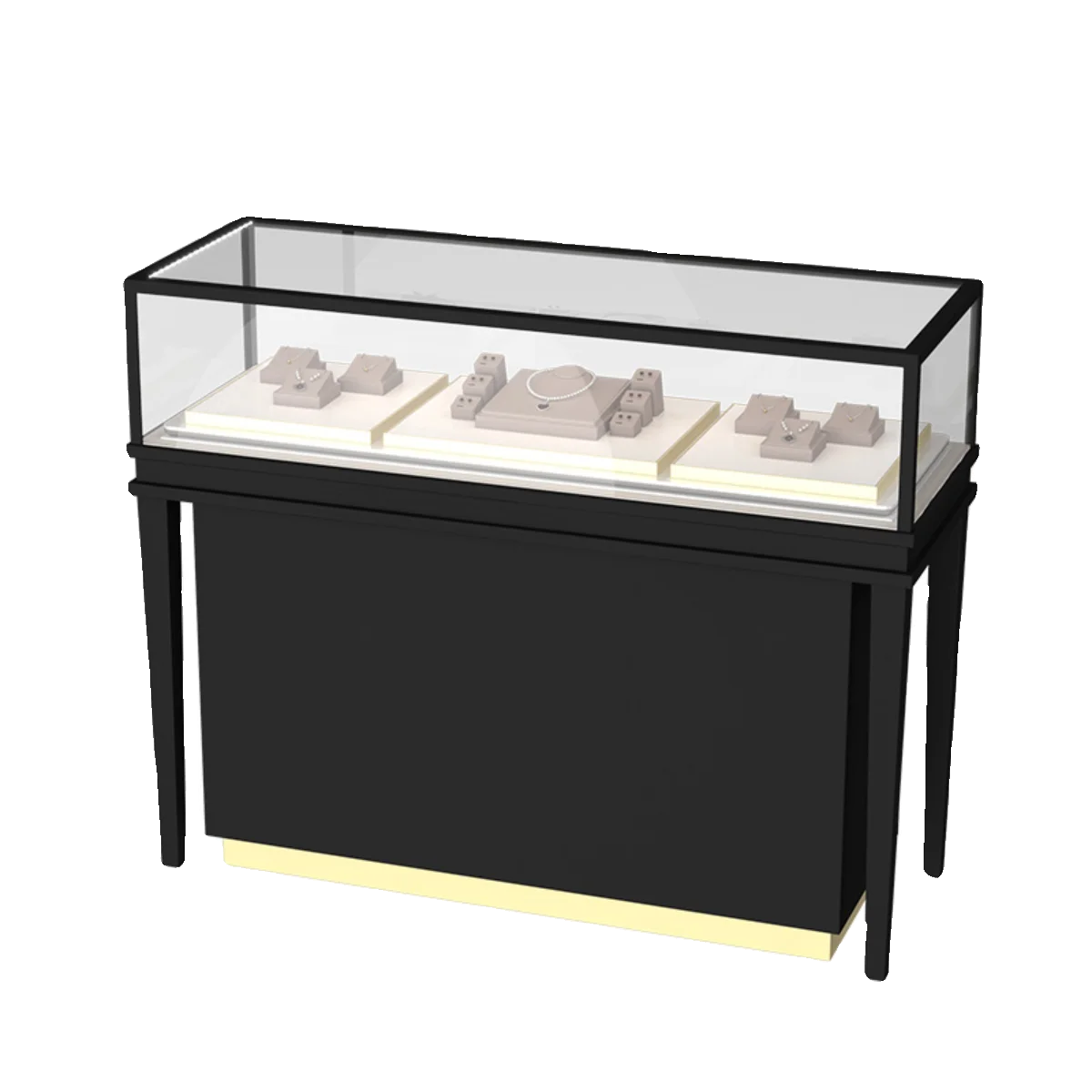 Stainless steel gold jewelry display cabinet, high-end jewelry display rack, glass counter display cabinet