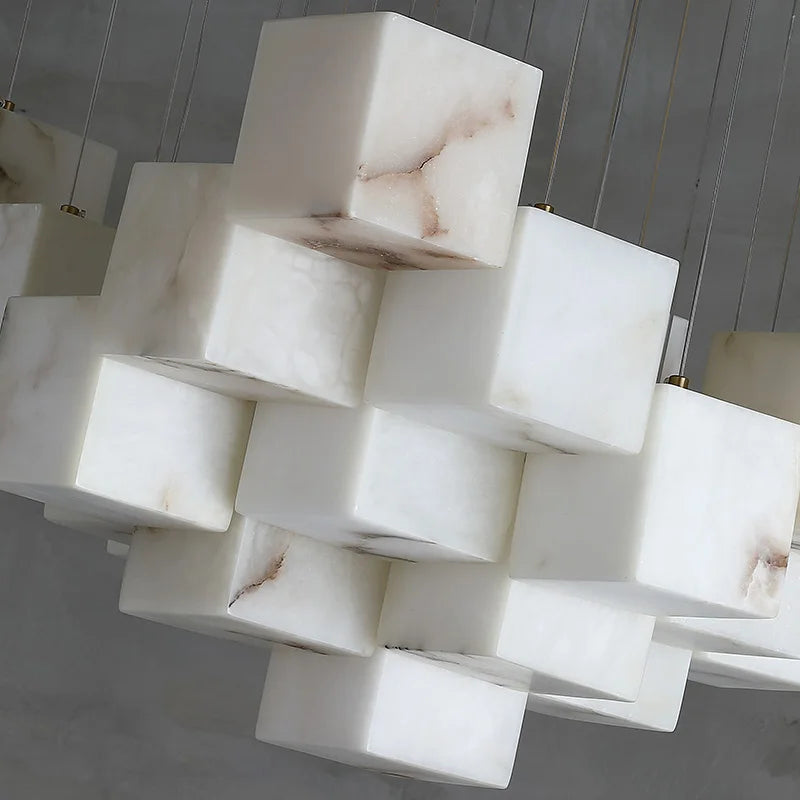 Stair long chandelier villa revolving living room large chandelier sales hall marble all-copper lamps