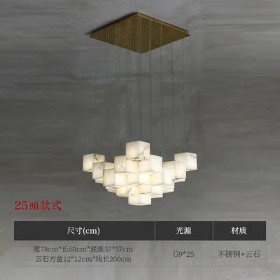 Stair long chandelier villa revolving living room large chandelier sales hall marble all-copper lamps