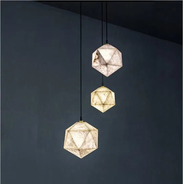 Stairwell long chandelier new Chinese style duplex villa hall modern minimalist Spanish marble chandelier