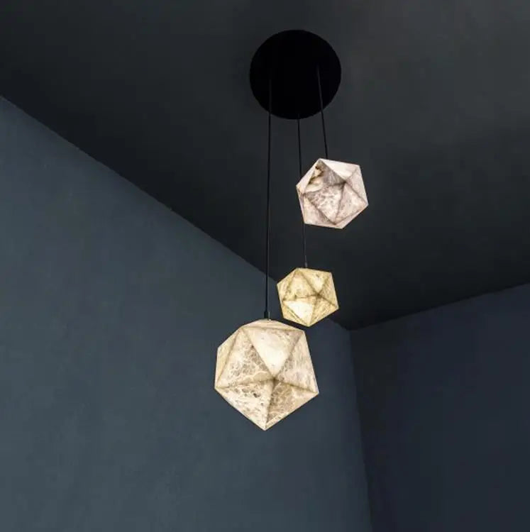 Stairwell long chandelier new Chinese style duplex villa hall modern minimalist Spanish marble chandelier