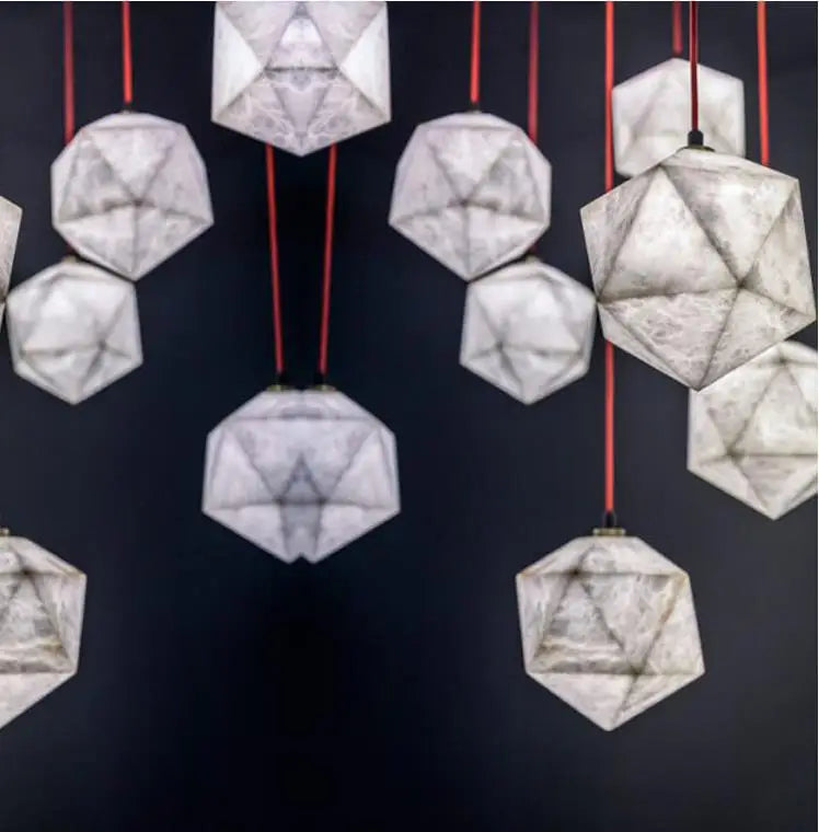 Stairwell long chandelier new Chinese style duplex villa hall modern minimalist Spanish marble chandelier