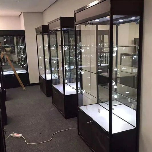 Standard and customized aluminium with led light glass display showcase