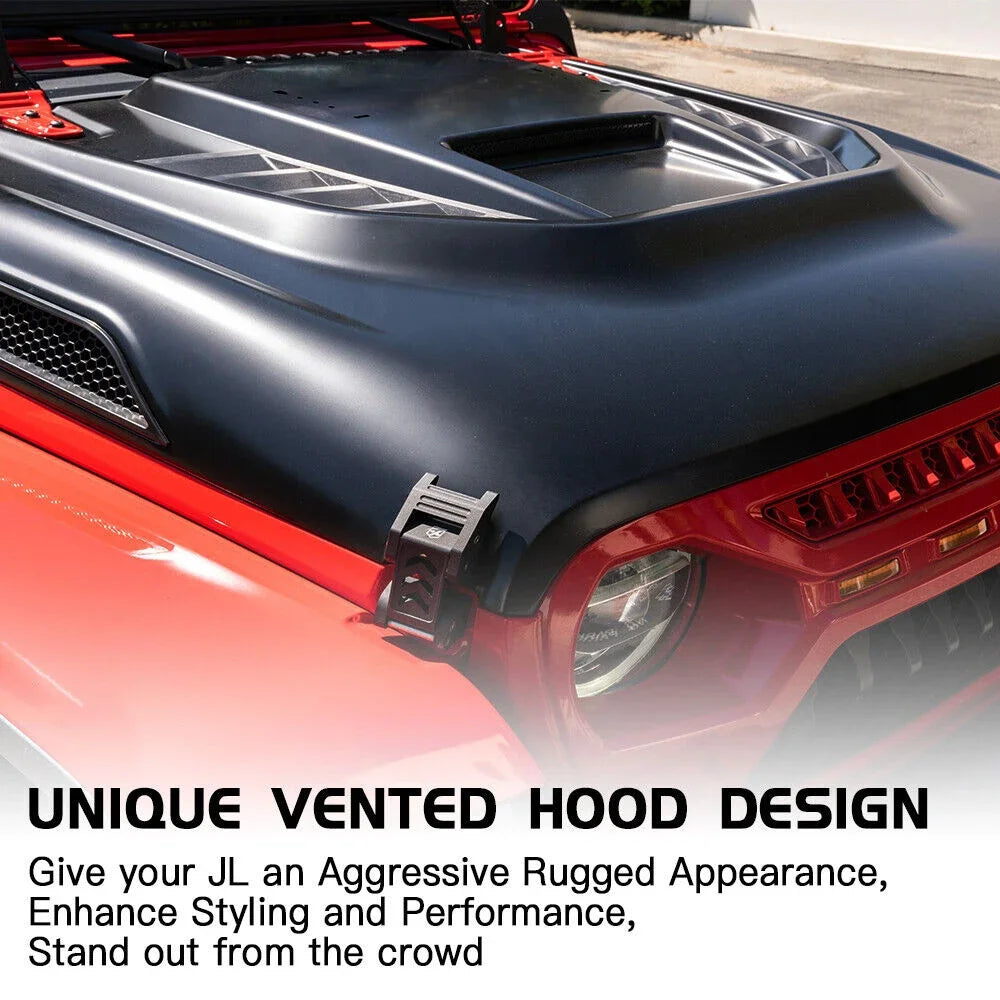 Steel Hood Vents with Ram Air for 2018-2020 Jeep Wrangler JL Gladiator JT