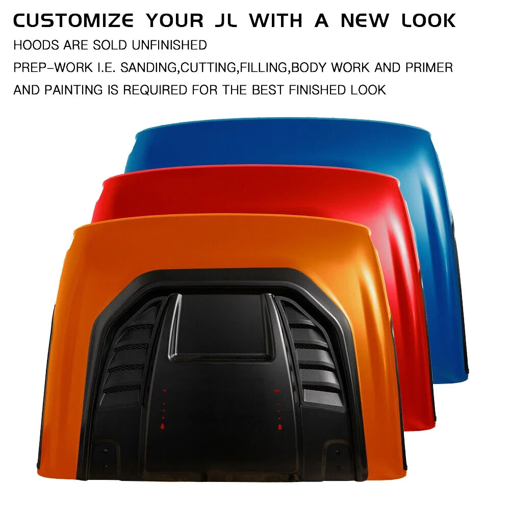 Steel Hood Vents with Ram Air for 2018-2020 Jeep Wrangler JL Gladiator JT