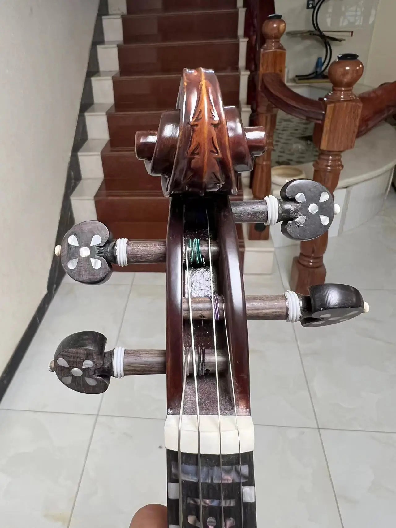 Strad style SONG master bird's eye inlay shell 4/4 violin,sound clear #15866